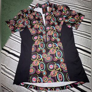 Sheila Moon Cycling Jersey Top Women’s Small mod Geometric Print Made in USA‎